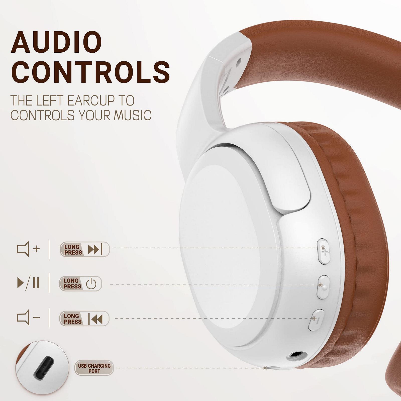 Наушники LORELEI B-C5 Беспроводные Bluetooth На-ухо Встроенный микрофон Время воспроизведения 30 ч Легкие Складные Белый/Коричневый, фото №4