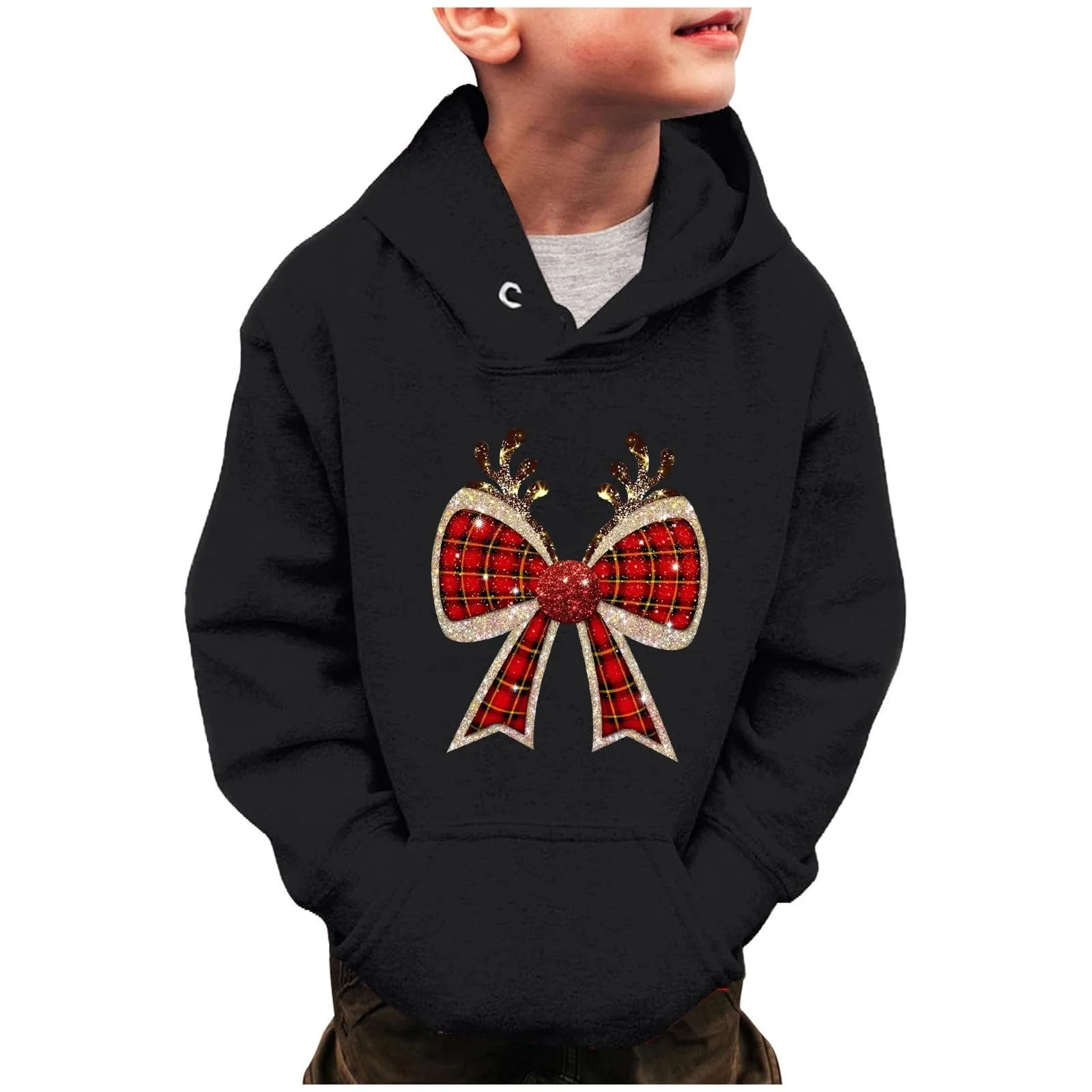 Толстовка для мальчиков и девочек, праздничный принт снежинки, зимний теплый рождественский пуловер, свитшот, фото №2