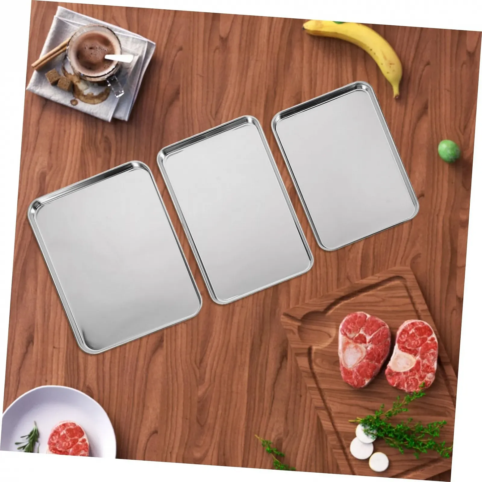 Форми для запікання SHOWERORO 3 шт. прямокутні термостійкі антипригарне покриття нержавіюча сталь, фото №5