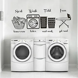 Наклейка на стіну Laundry Logo Laundry Room Цитата 42 x 104 см synthetic.ua - Фото 1