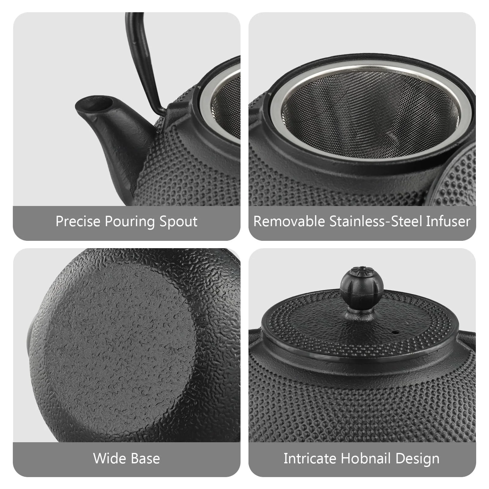 Чайник-заварник Чавунний Чорний Японський з Ситечком 946 мл Традиційний, фото №3