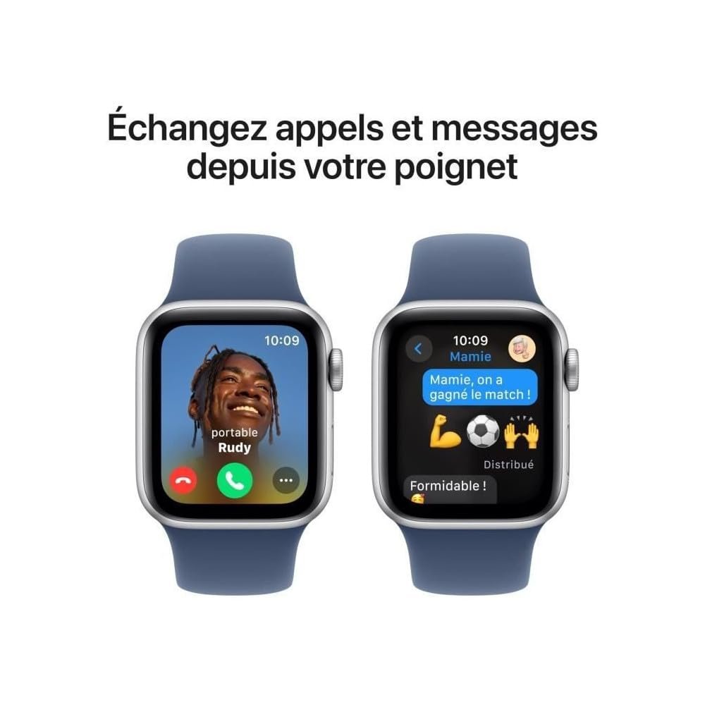 Смарт-годинник Apple Watch SE (2nd Generation) GPS 40 мм, алюмінієвий корпус сріблястого кольору, спортивний ремінець з деніму (S/M), фото №4
