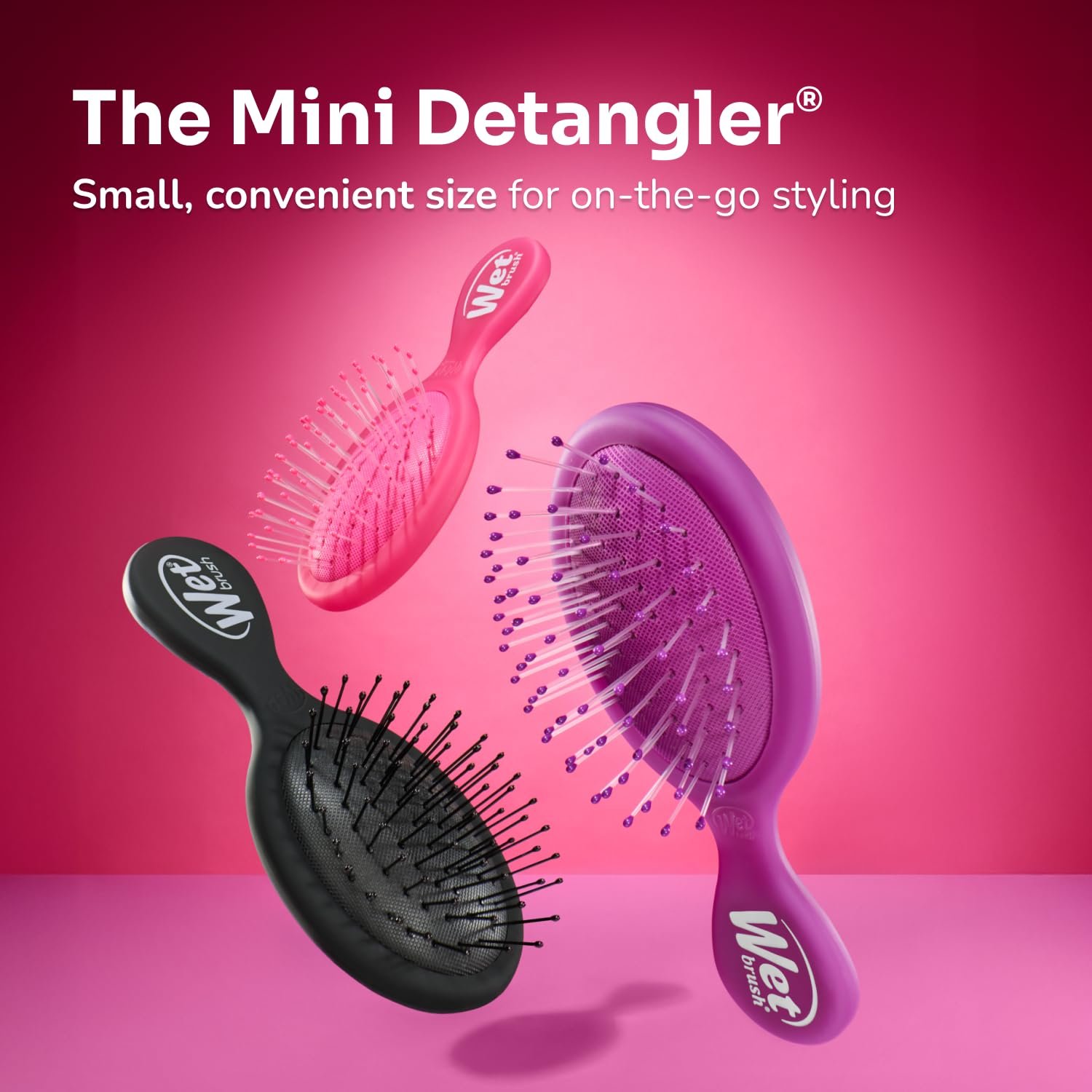 Щітка для волосся Wet Brush Mini Detangler Solid Print з м'якою щетиною IntelliFlex, міні дорожня щітка для всіх типів волосся - фіолетовий, фото №10