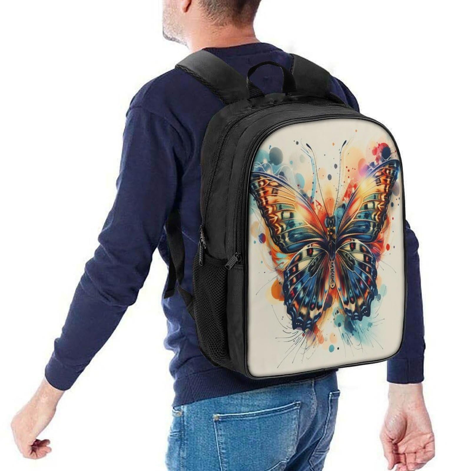 Шкільний ранець RSIUUODNF Butterfly для дівчаток-підлітків, шкільний рюкзак для початкової школи, дитячий портфель, повсякденний рюкзак, 40x28x16 см, фото №5