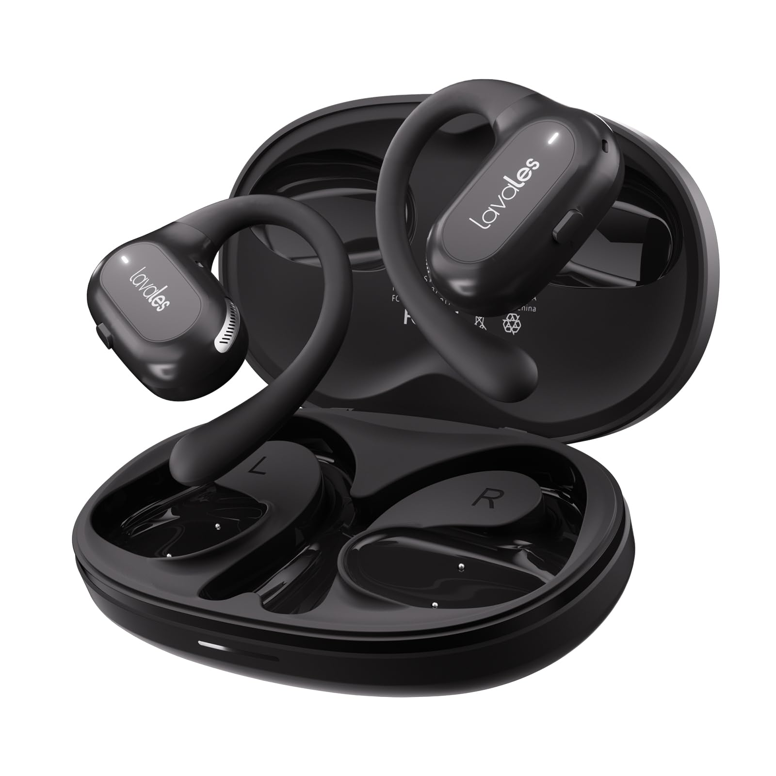 Наушники Lavales Open Ear Bluetooth 5.4 Wireless с микрофоном и ушными крючками 47 часов Черный, фото №1