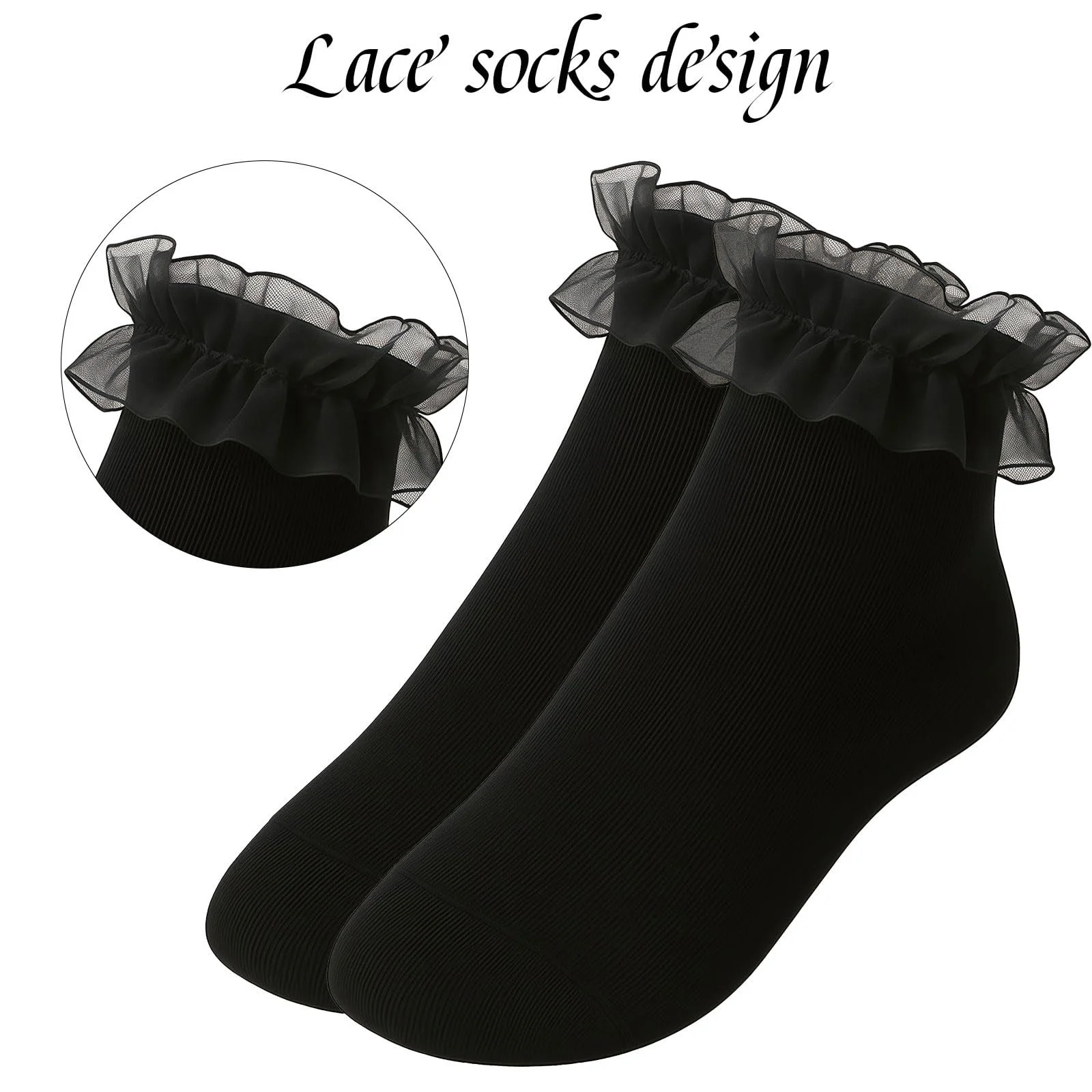Жіночі шкарпетки з рюшами мереживні 4 пари для дорослих, фото №5