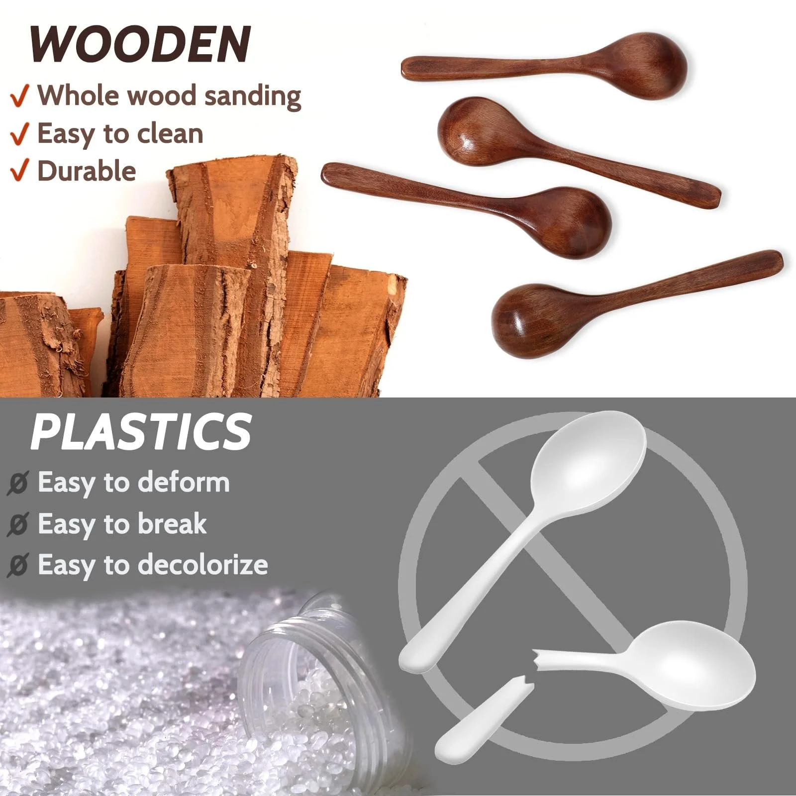 Ложка дерев'яна Cobee, 18.5 см, набір 4 шт., фото №3