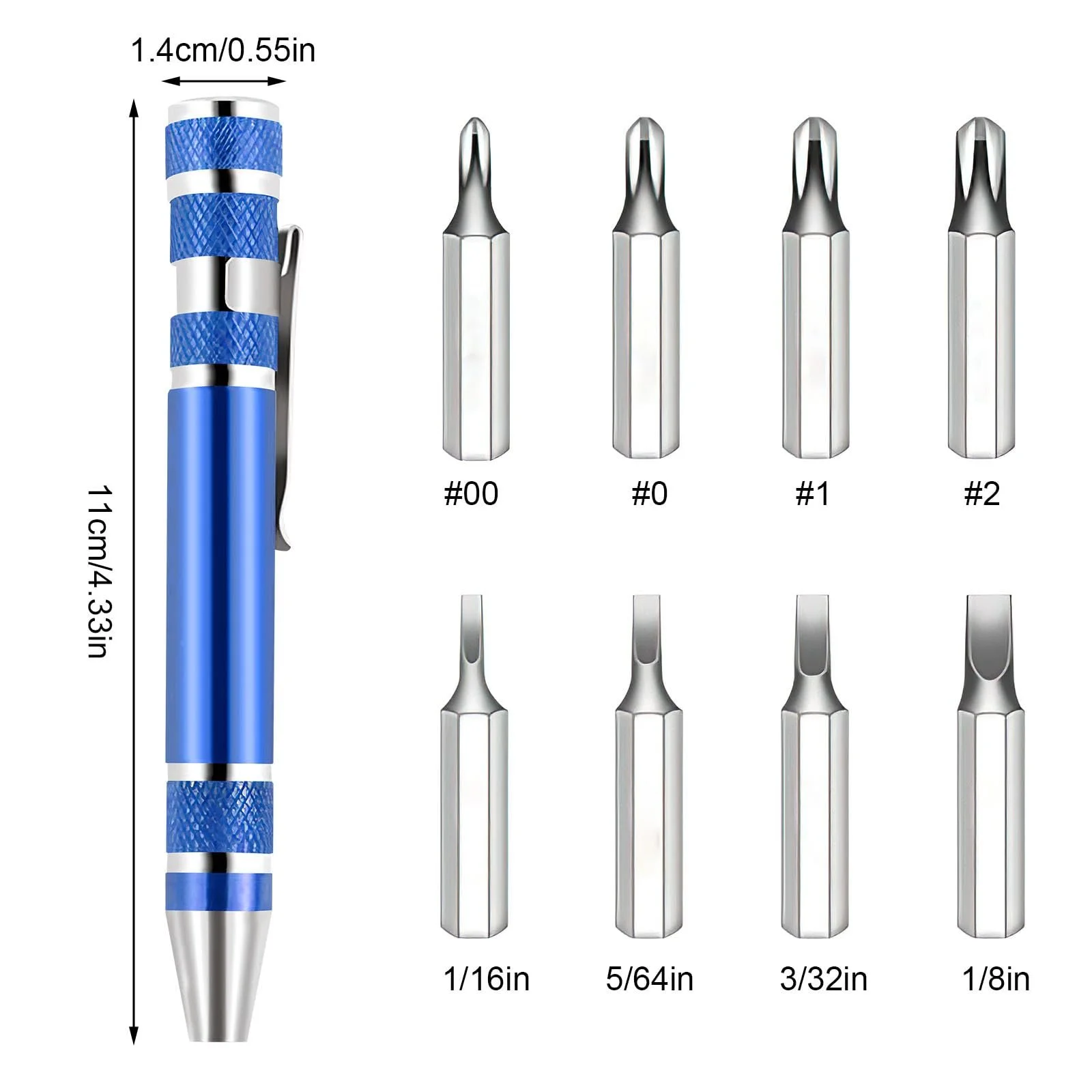 Набір міні-викруток 8-в-1 4 шт. кишенькові магнітні, фото №2