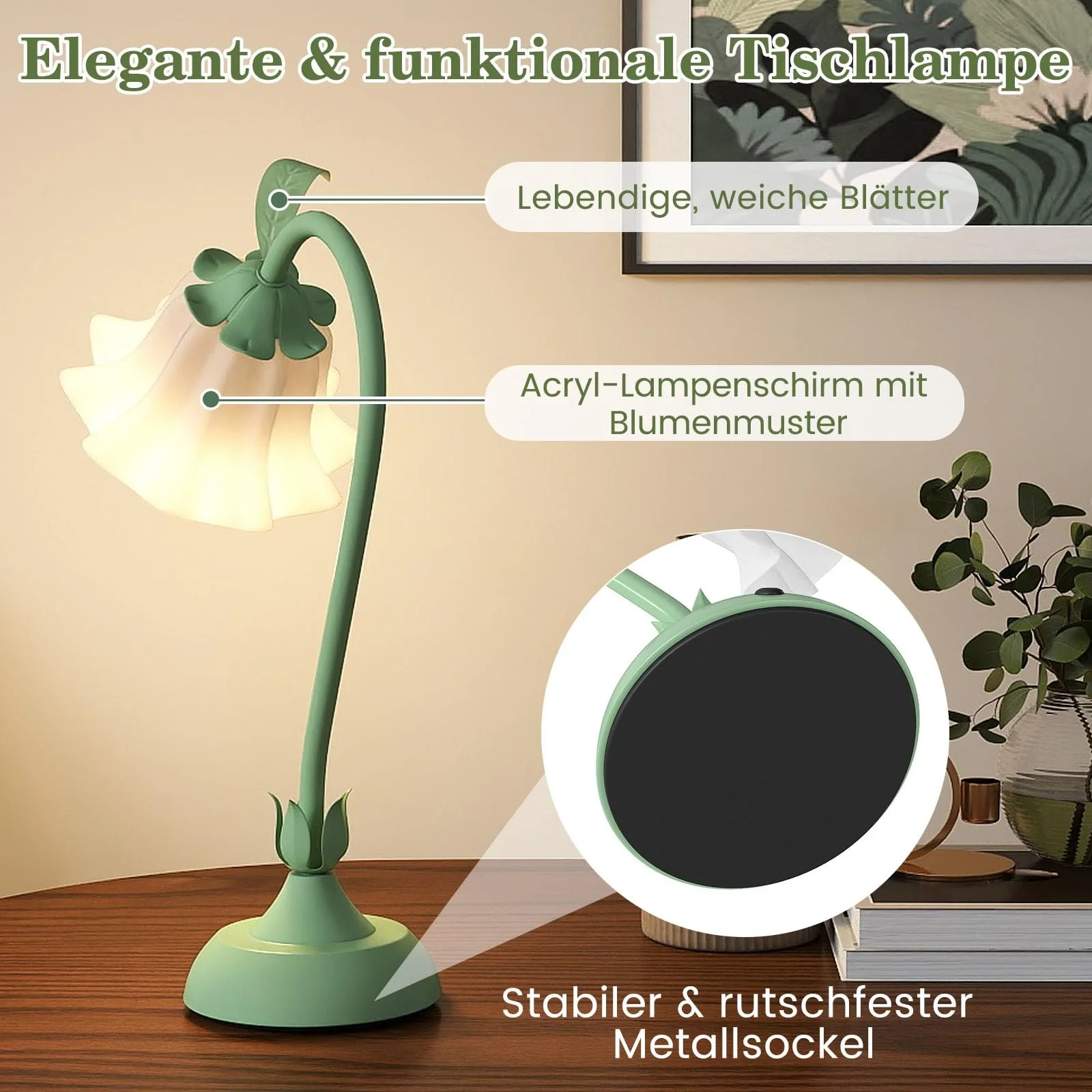 Настільна лампа COSTWAY у формі квітки конвалії з акриловим плафоном E27, фото №5