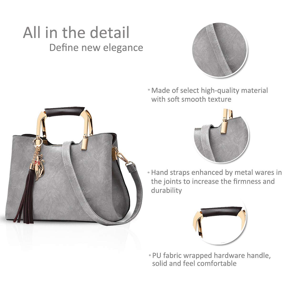 Сумка з верхньою ручкою NICOLE&DORIS Жіноча Сумка через плече Сумка-тоут з китицею для жінок зі штучної шкіри, фото №6