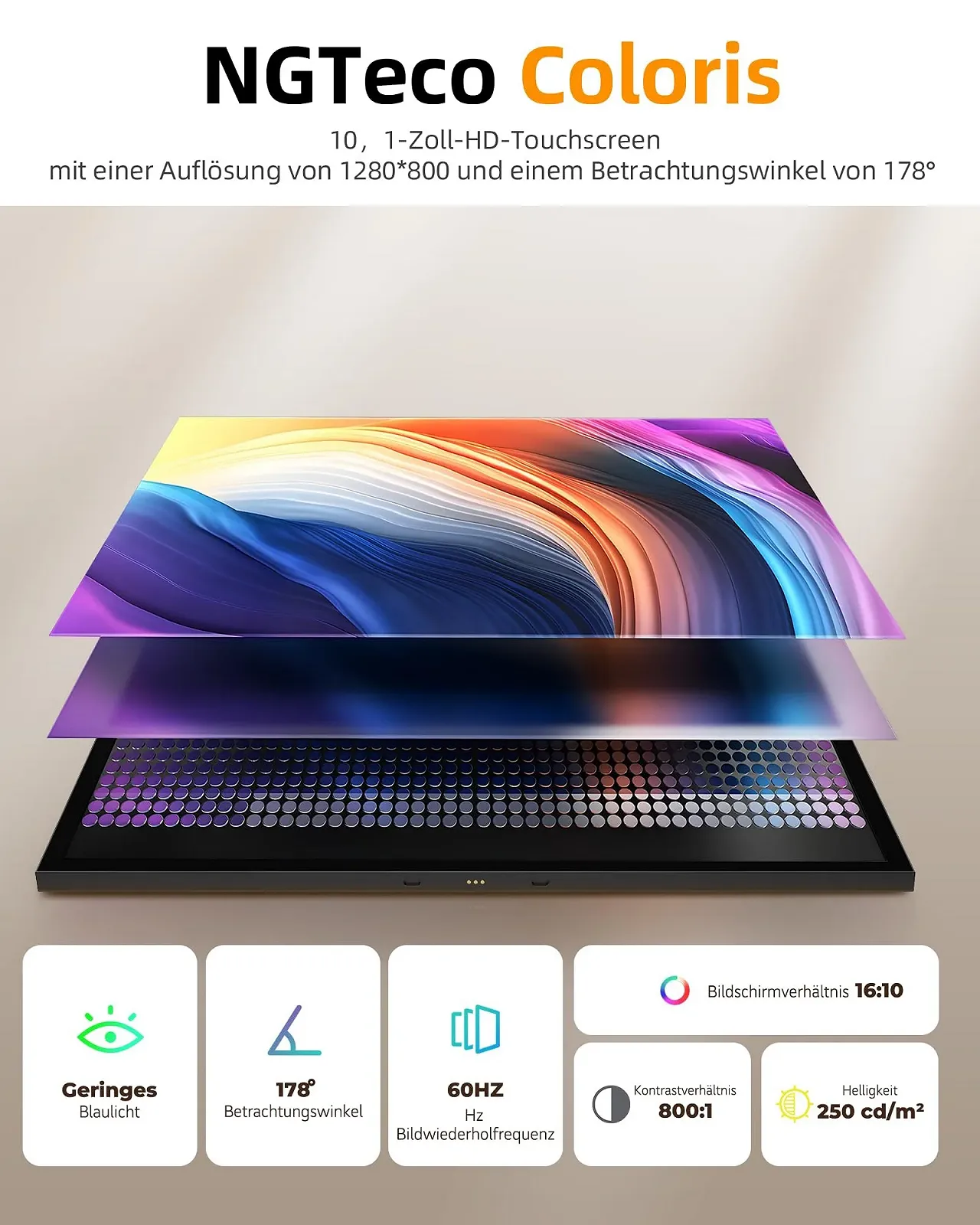Цифровая фоторамка 10.1 дюйма WiFi 64 GB 1280 x 800 IPS Touch Display, фото №5