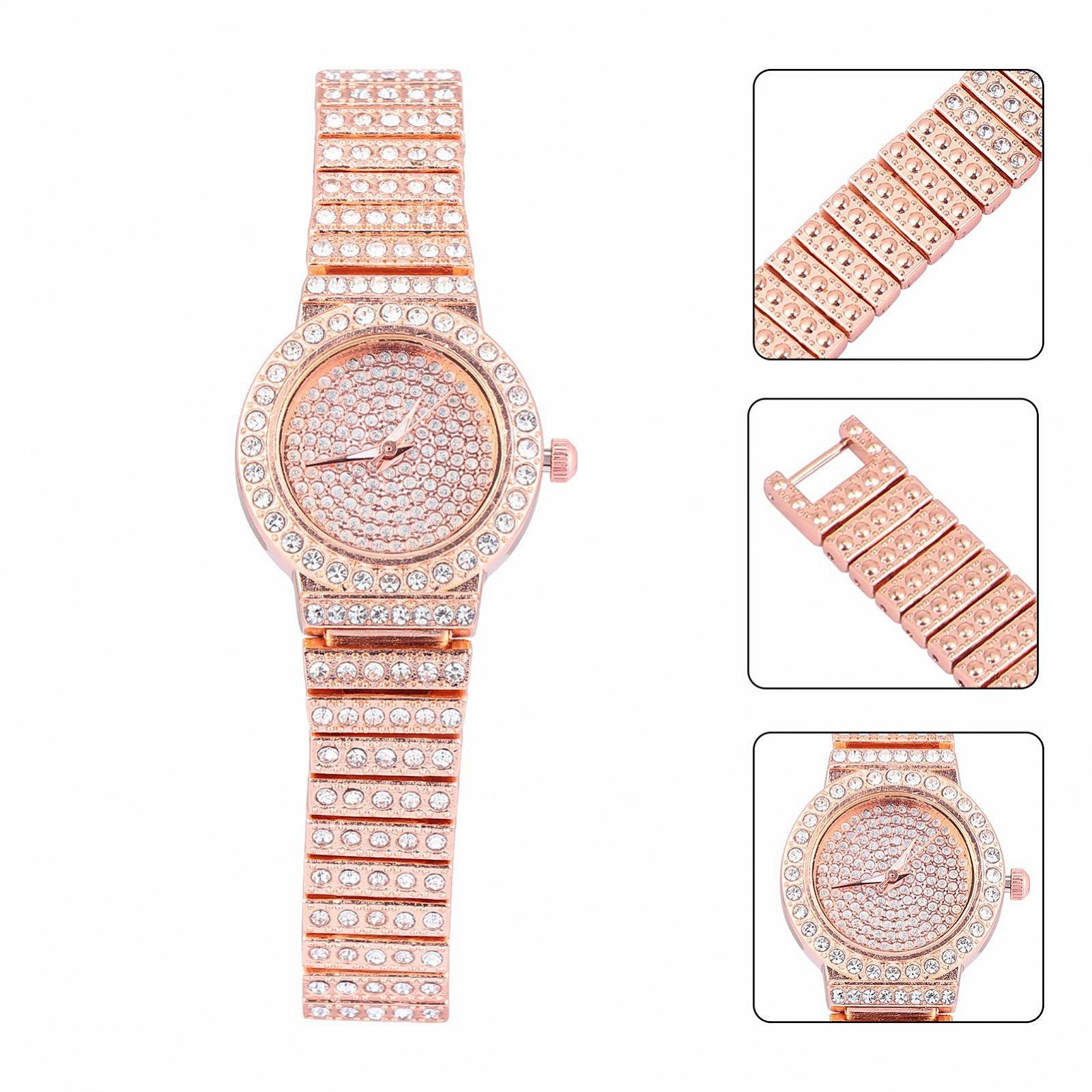 Часы Healvian Diamond Женские часы для женщин Стразовые часы Бриллиантовые кварцевые часы Bling-часы для женщин Стразовые часы для женщин Часы для девочек Леди Часы Розовый сплав, фото №5