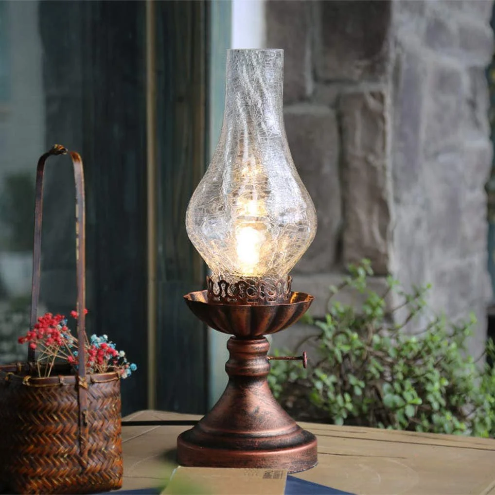 Настільна лампа Vintage Petroleum Lamp Retro Glass E27 Clear 40 см, фото №3