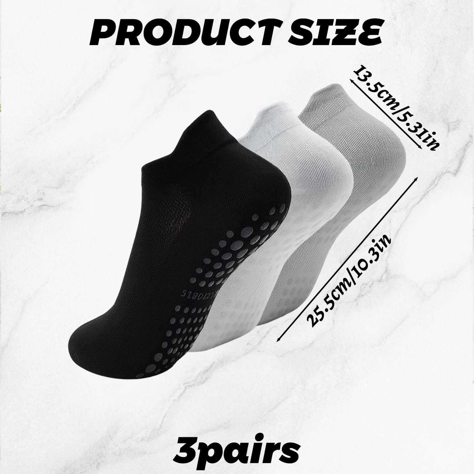 Носки для йоги Женские 39-42, 3 пары Нескользящие носки для йоги с grip, Удобные дышащие носки для йоги и пилатеса, Белый Серый Черный, фото №2
