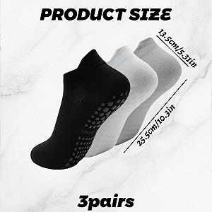 Носки для йоги Женские 39-42, 3 пары Нескользящие носки для йоги с grip, Удобные дышащие носки для йоги и пилатеса, Белый Серый Черный synthetic.ua - Фото 1