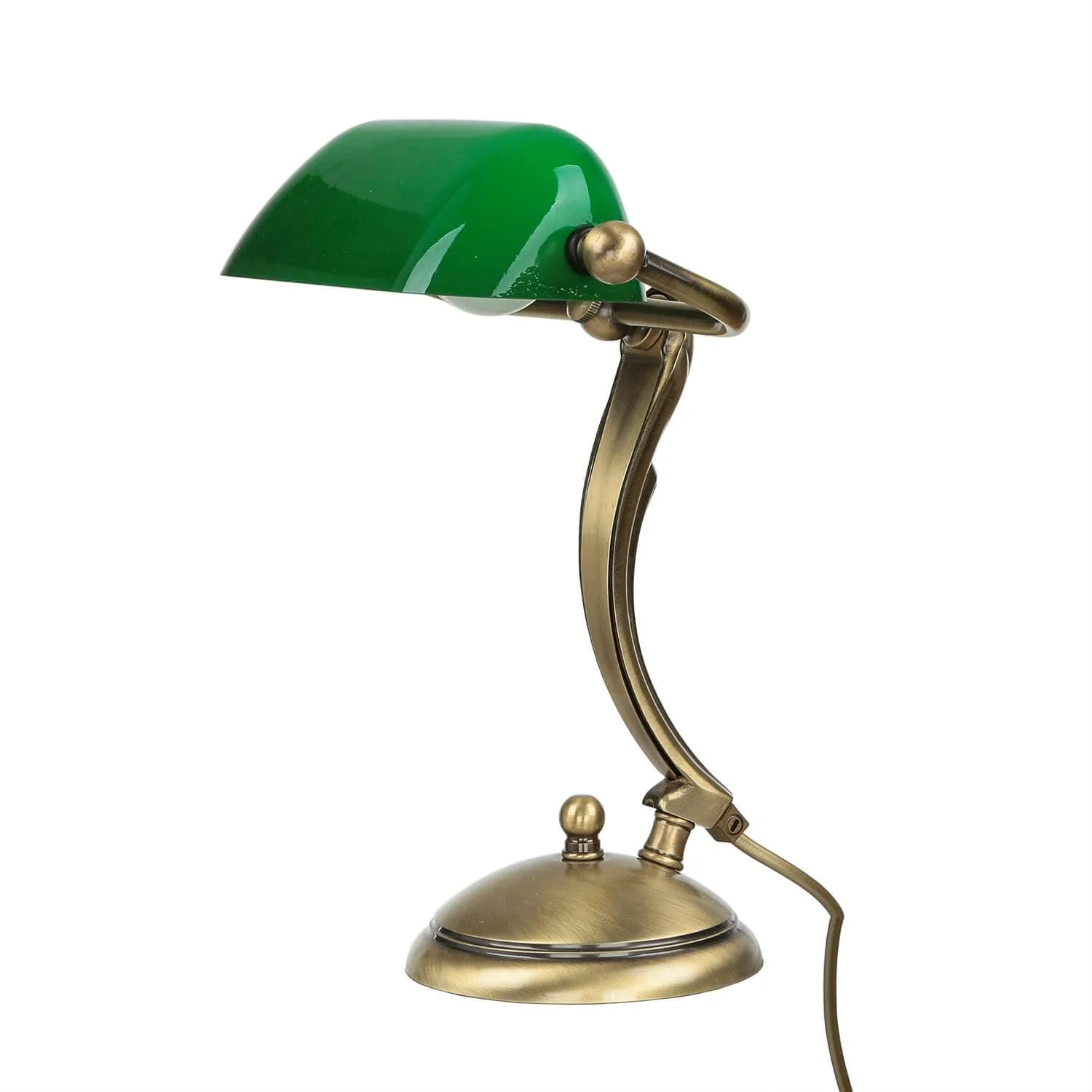 Настільна лампа Licht-Erlebnisse Banker Lamp латунь скло 28.5 см E14 60 Вт Art Nouveau Зелений, фото №2