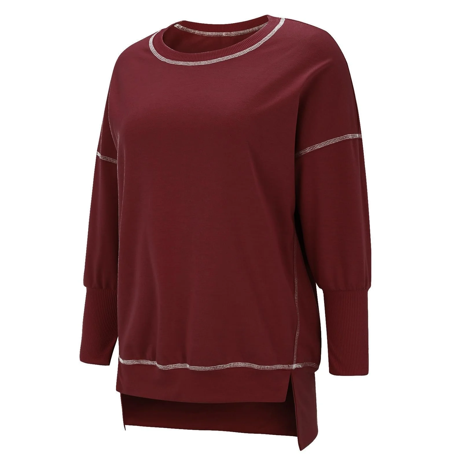 Женский рождественский свитшот 2024, праздничный флисовый топ, женский лонгслив, худи с круглым вырезом, свободный пуловер и блузка с боковым разрезом, фото №3