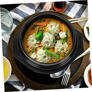 Керамическая кастрюля Toyvian с подставкой, термостойкая, для супа и бибимбапа, компактная synthetic.ua - Фото 1