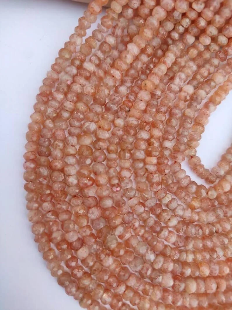 Бусины из натурального солнечного камня, граненые рондели, 4-4,5 мм, нить длиной 33 см, драгоценные камни для ожерелья и браслета, фото №4