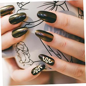 Украшения для ногтей Healvian 120 шт. Стразы для маникюра, блестящие аксессуары для ногтей, дизайн змеи, золотистый цвет для креативного декорирования ногтей synthetic.ua - Фото 1