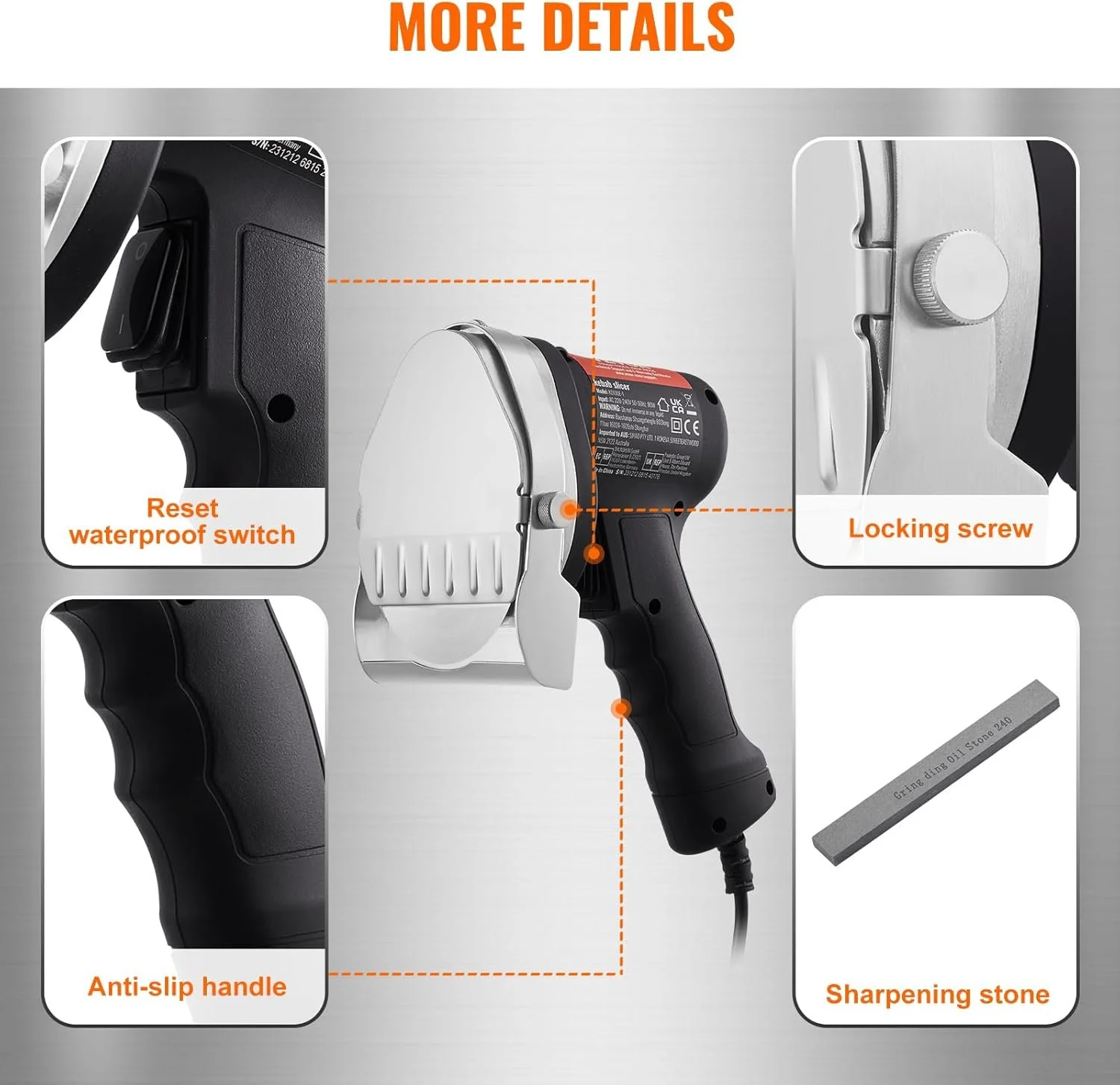 Електричний ніж для шаурми Vevor KS100E / Чорний, фото №4 Електричний ніж для шаурми Vevor KS100E / Чорний, фото №4