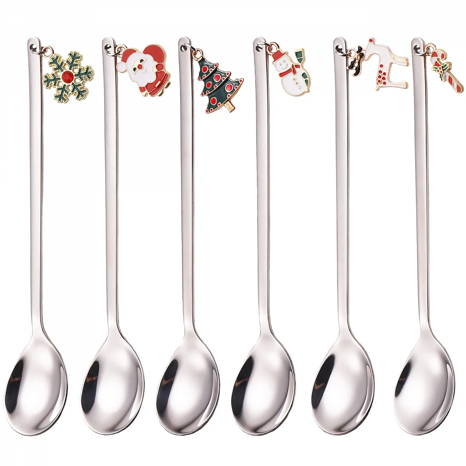 Ложка Кавова з нержавіючої сталі Різдвяна Срібна, фото №1