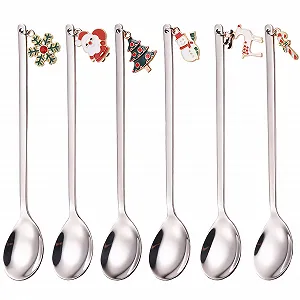 Ложка Кавова з нержавіючої сталі Різдвяна Срібна - Фото 1