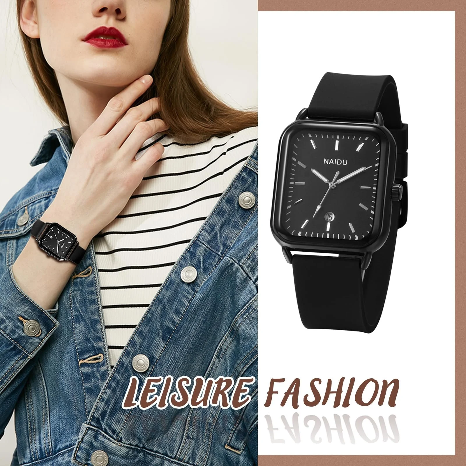 Годинник Silverora Кварцовий Аналоговий Прямокутний Силіконовий, фото №5