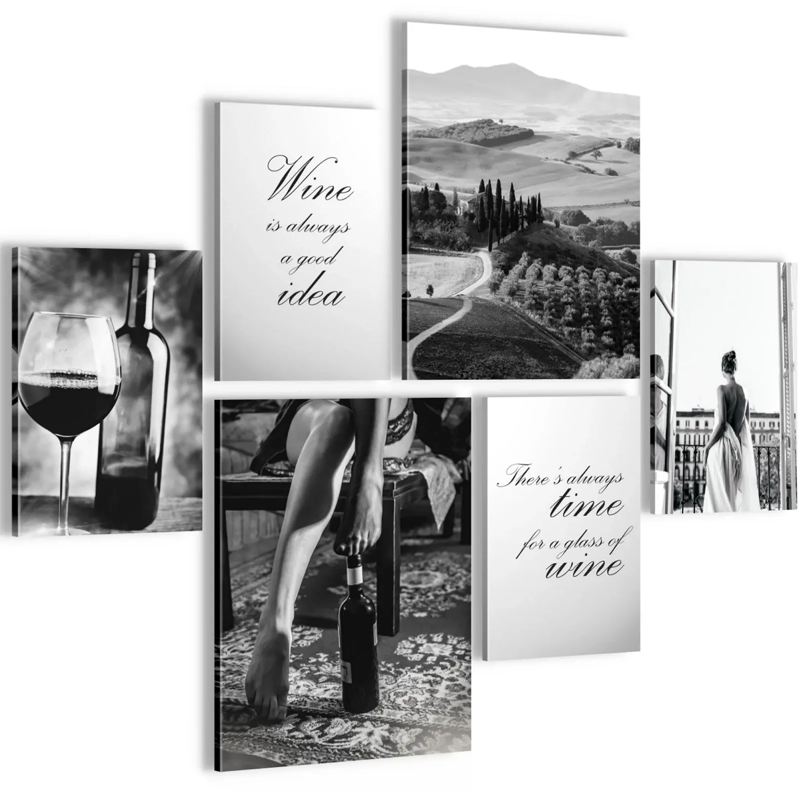 Набір картин Novart Wine Fashion N036563a Флізелін Чорно-білий, фото №1