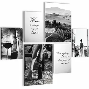 Набір картин Novart Wine Fashion N036563a Флізелін Чорно-білий - Фото 1