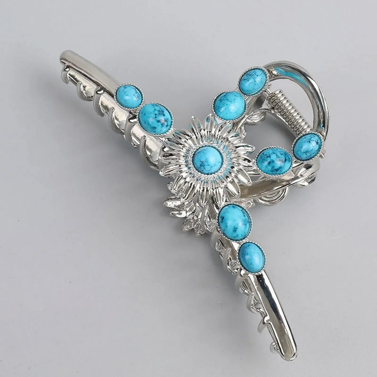 Зажим для волос металлический Western, Синий камень - Заколка для волос с имитацией синего драгоценного камня в форме цветка Синий, фото №9 Зажим для волос металлический Western, Синий камень - Заколка для волос с имитацией синего драгоценного камня в форме цветка Синий, фото №9