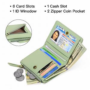 Кошелек GOIACII женский, маленький, короткий, с RFID защитой, кожаное отделение для монет, мини-кошелек A02 Зеленый, классический, минималистичный synthetic.ua - Фото 1