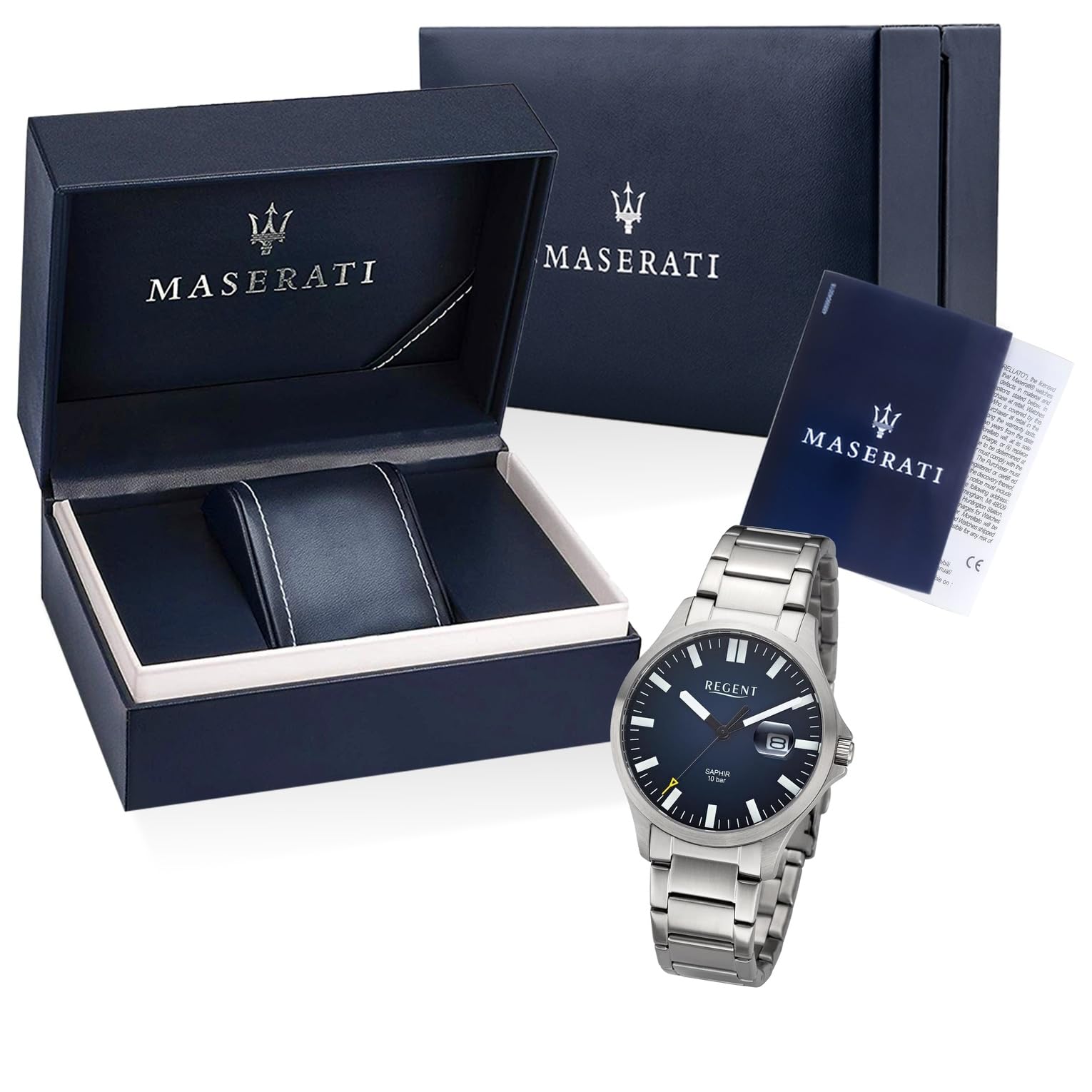 Годинник REGENT Чоловічий 10 Bar 11150776 Сріблясто-синій Браслет, фото №4