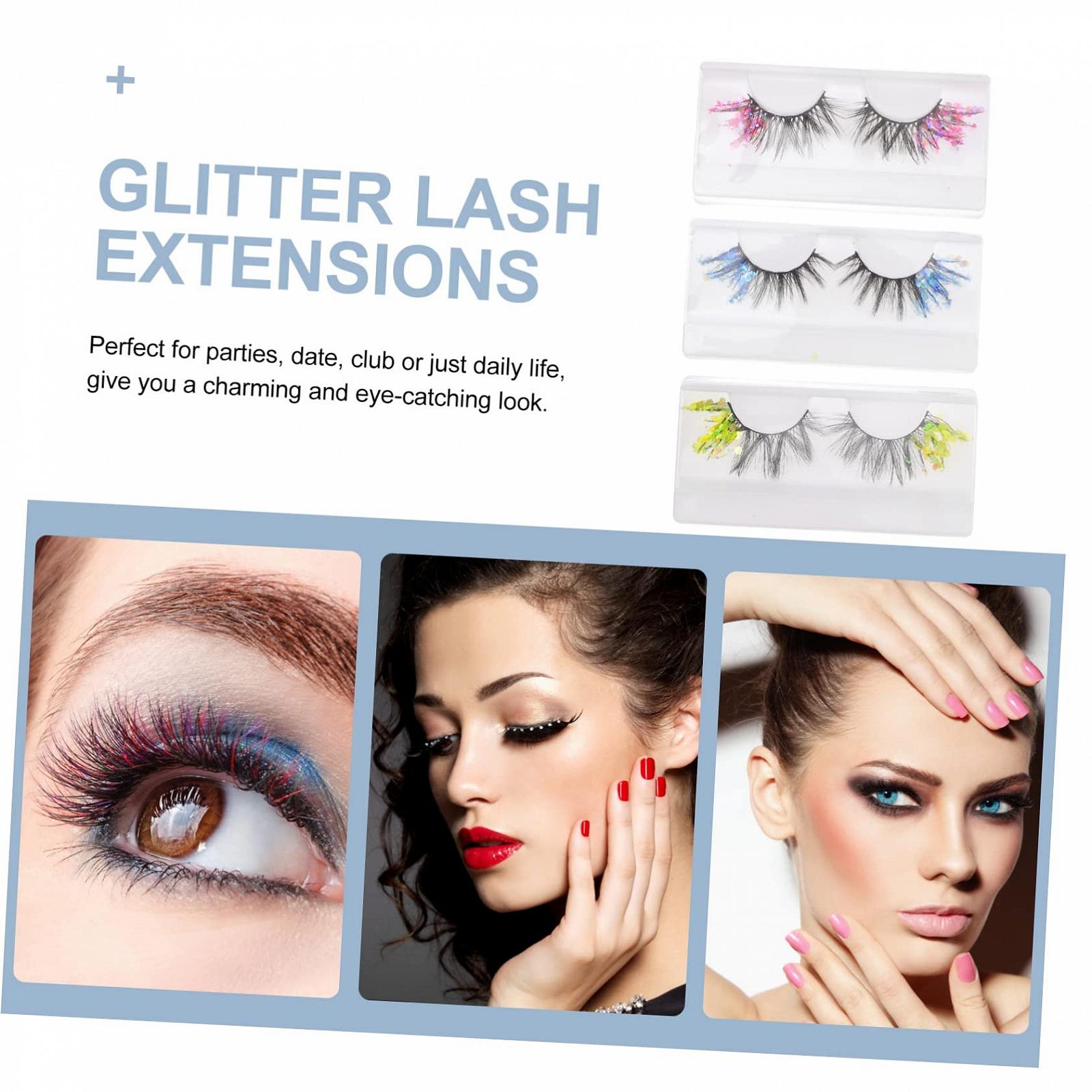 Накладні вії Angoily кольорові 3D синтетичне волокно з глітером 9 пар, фото №3