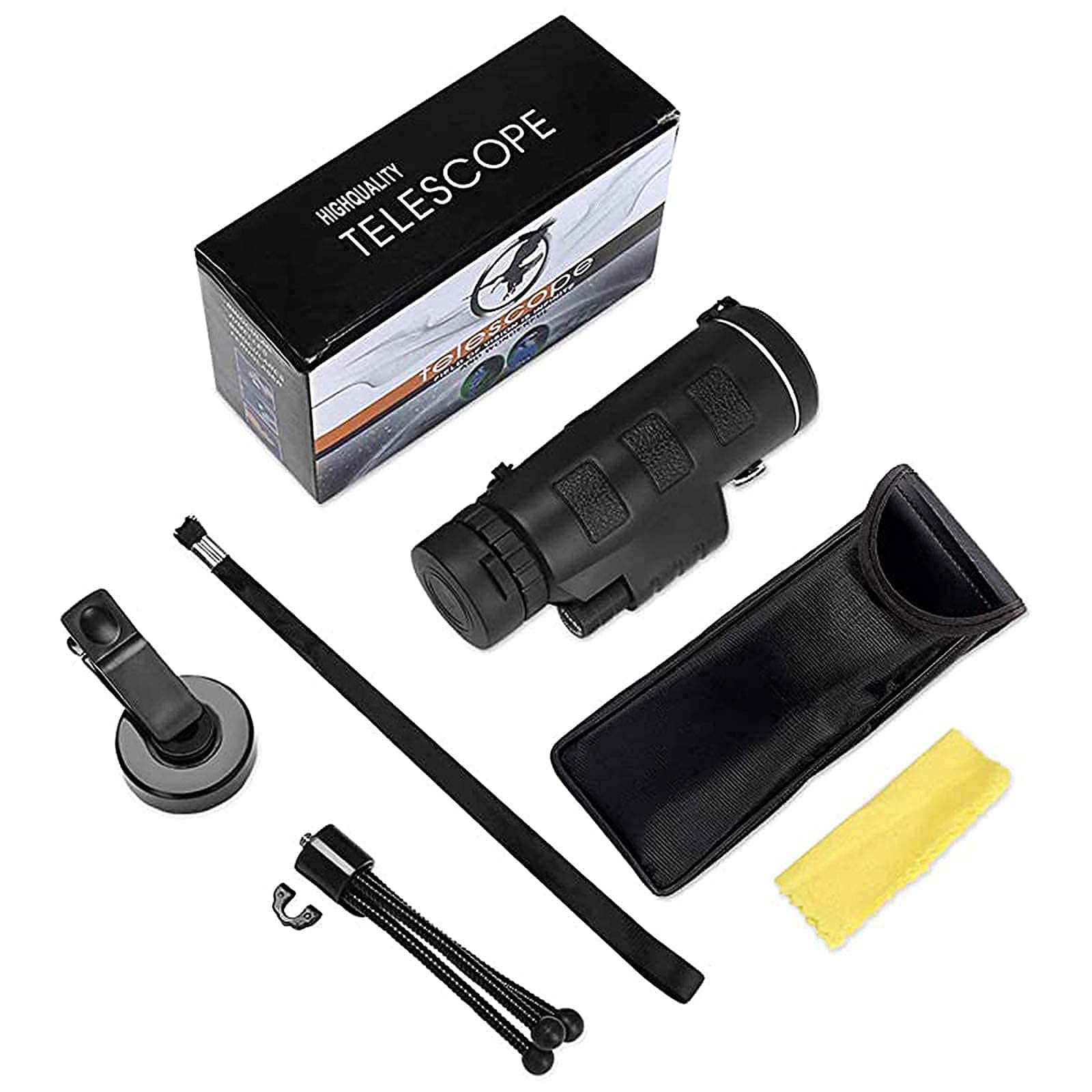 Телескоп Monocular Telescope 40 x 60 HD High Power Bak4 Prism Waterproof Pocket Compact Monocular Rifle Scope с адаптером для смартфона и штативом, фото №5