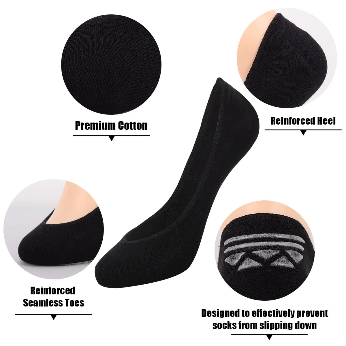 Женские носки-подследники 39-42 35-38 8 пар бесшовные носки-балетки невидимки для женщин с силиконовой накладкой для лоферов и кроссовок, фото №3 Женские носки-подследники 39-42 35-38 8 пар бесшовные носки-балетки невидимки для женщин с силиконовой накладкой для лоферов и кроссовок, фото №3