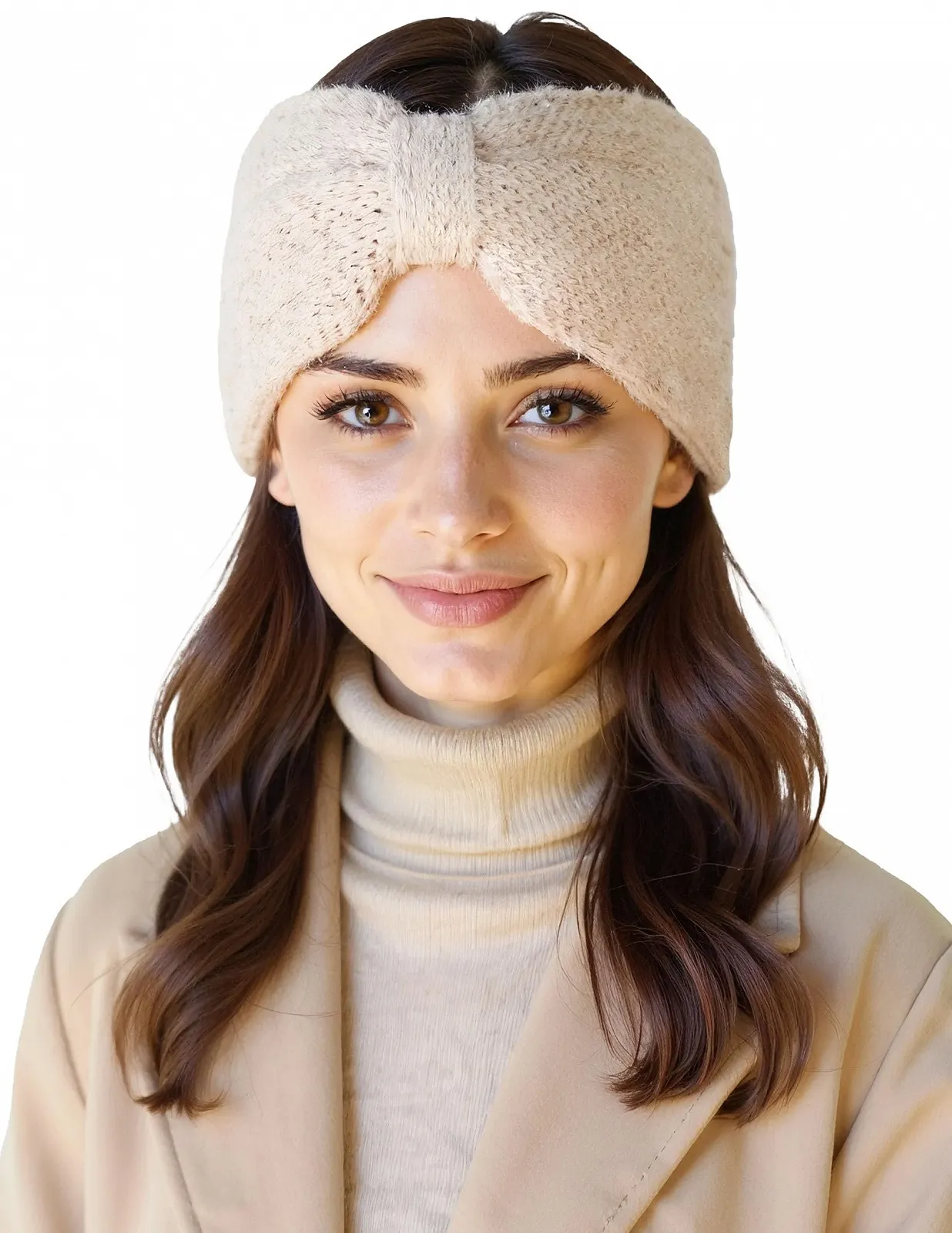 Пов'язка на голову Vivisence В'язана Бежевий, One Size, фото №1 Пов'язка на голову Vivisence В'язана Бежевий, One Size, фото №1