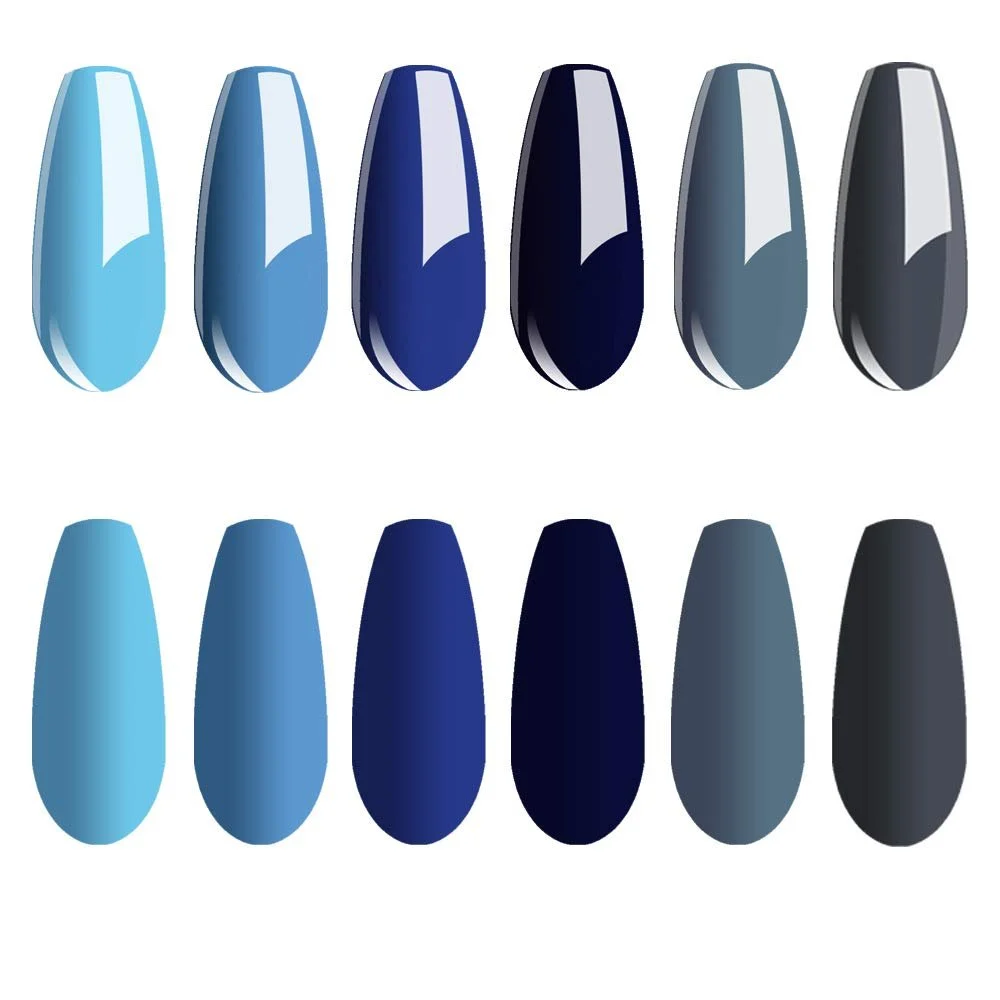 Гель-лак Vishine Набір Сині кольори для дизайну нігтів, 6 штук, стартовий набір гель-лаків Shellac, 8 мл, фото №4