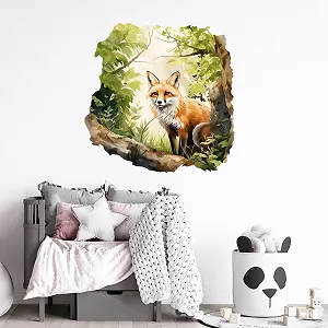 Наклейка на стіну 254 Fox in the Forest 500 x 500 мм synthetic.ua - Фото 1