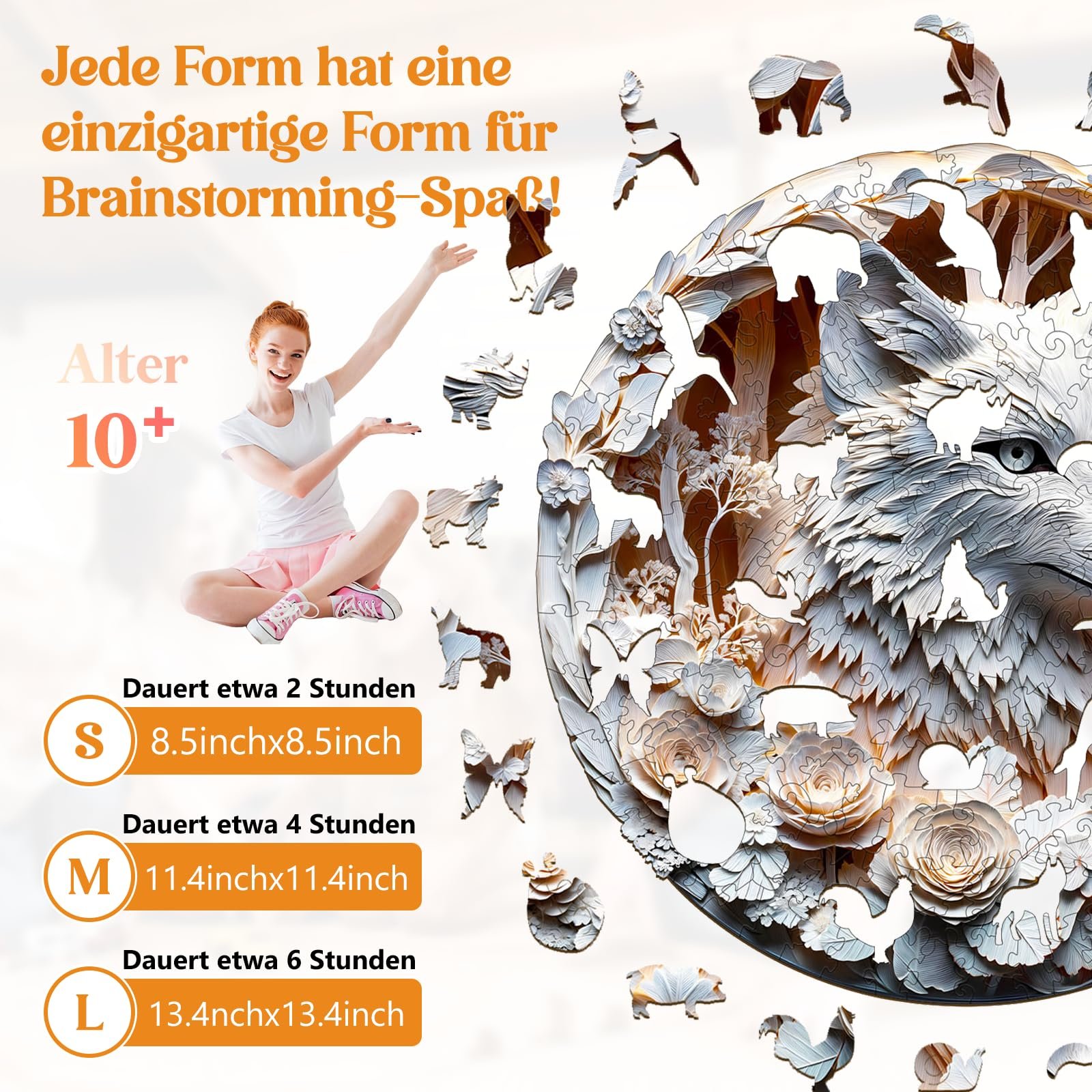 Дерев'яний 3D-пазл Wolf 200 елементів 14+, фото №2 Дерев'яний 3D-пазл Wolf 200 елементів 14+, фото №2