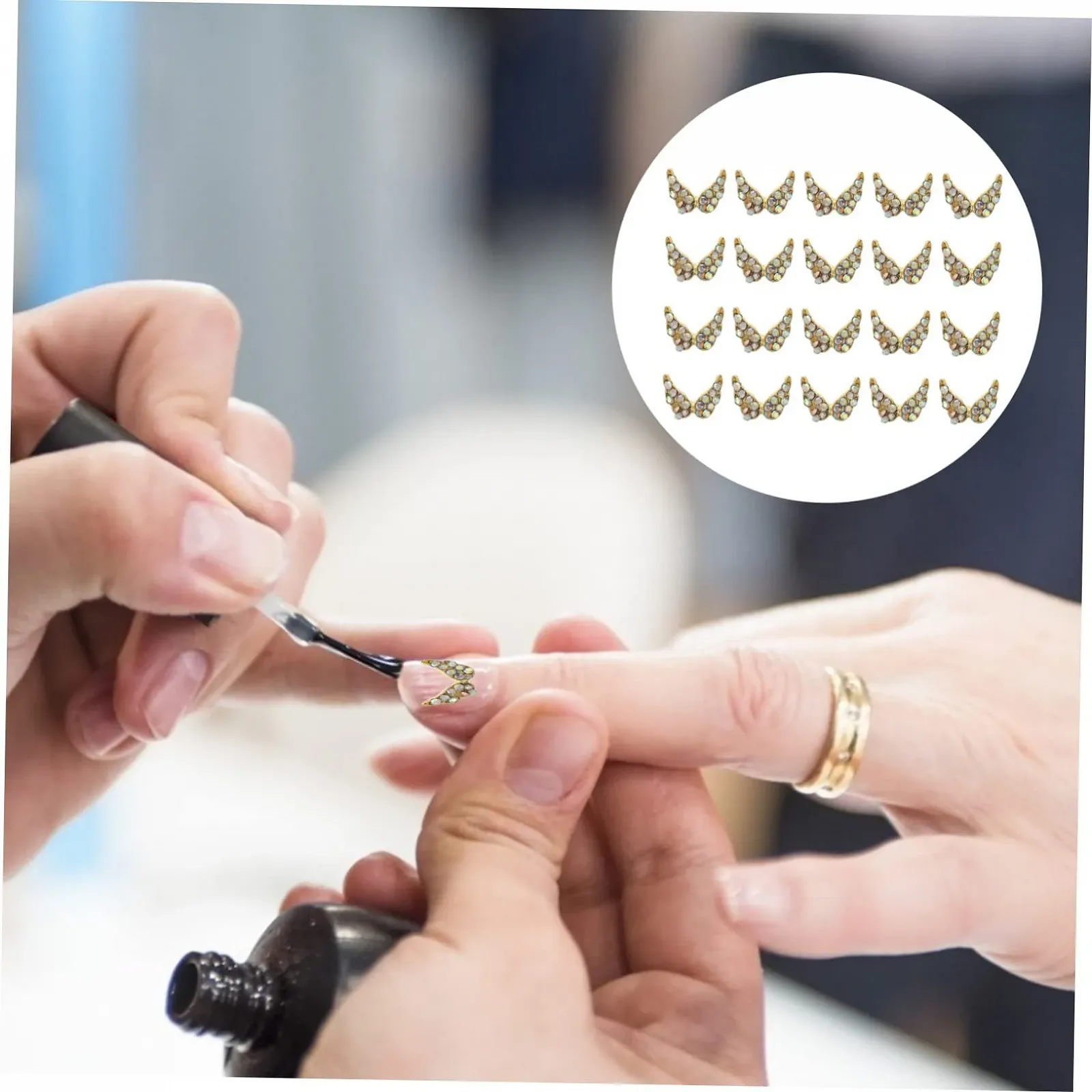 Стразы для ногтей Сердце FRCOLOR Крылья Стразы для ногтей Самоцветы для ногтей Стразы для ногтей с плоской задней частью Стразы для ногтей для лица Сплавные аппликации 3D 20 штук, фото №9