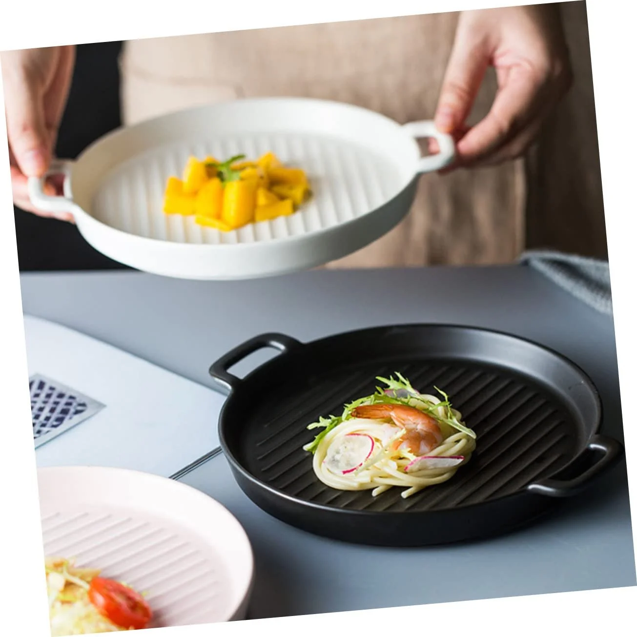 Форма для запекания Zerodeko керамическая круглая с двойными ручками термостойкая, фото №5