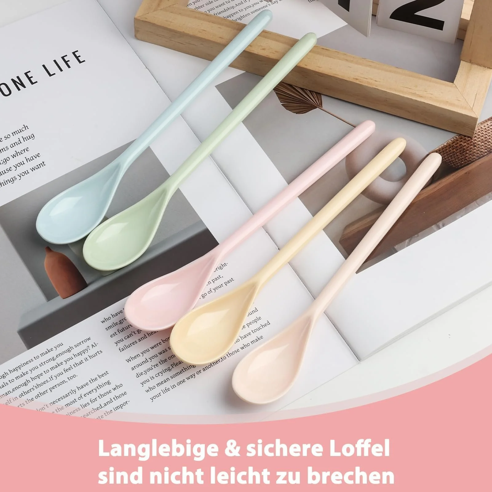 Ложка пластиковая 183 x 28 см розовый (5 шт в упаковке), фото №6