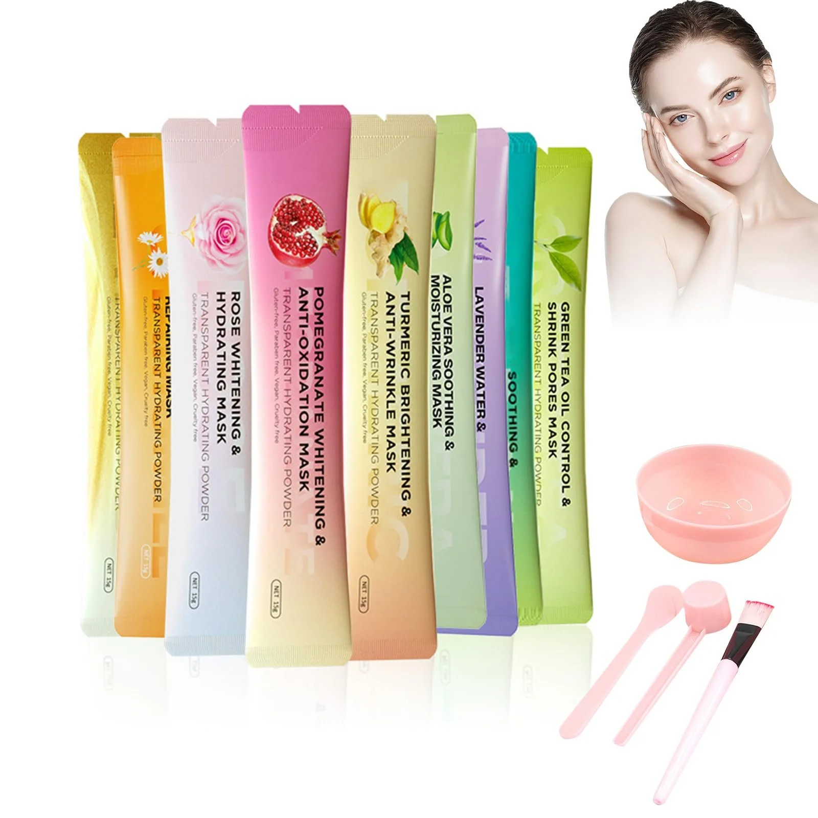 Маска для обличчя желеподібна у порошку з аксесуарами для догляду за обличчям, фото №1