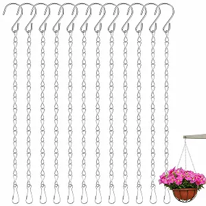 Цепочки для подвесных корзин 12 шт. 25 см металлические серебристые - Фото 1