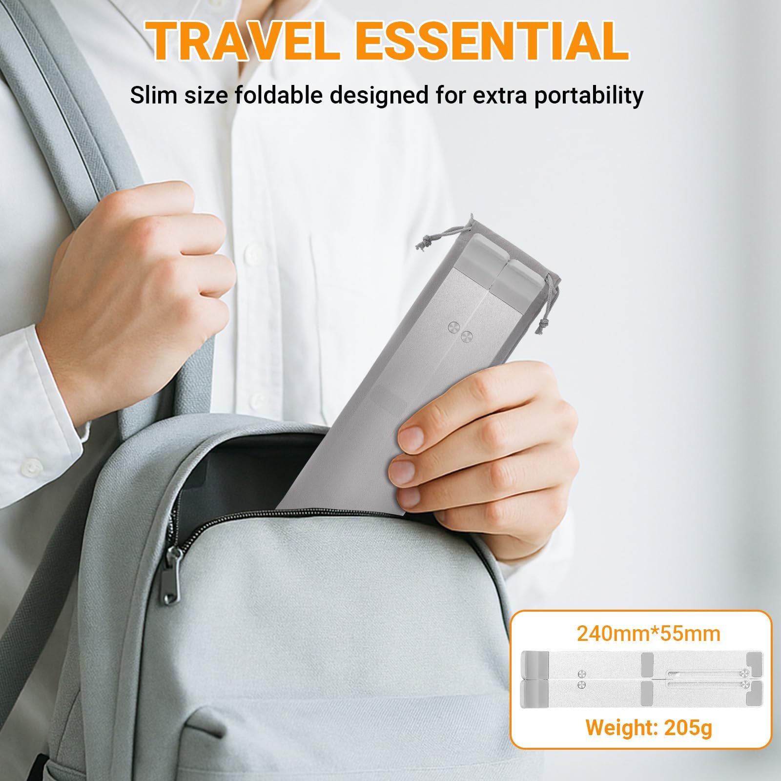 Підставка для ноутбука з 5 рівнями регулювання висоти, складана та портативна з алюмінієвого сплаву, сумісна з ноутбуками 10 - 17,3 дюймів Срібляста, фото №6 Підставка для ноутбука з 5 рівнями регулювання висоти, складана та портативна з алюмінієвого сплаву, сумісна з ноутбуками 10 - 17,3 дюймів Срібляста, фото №6