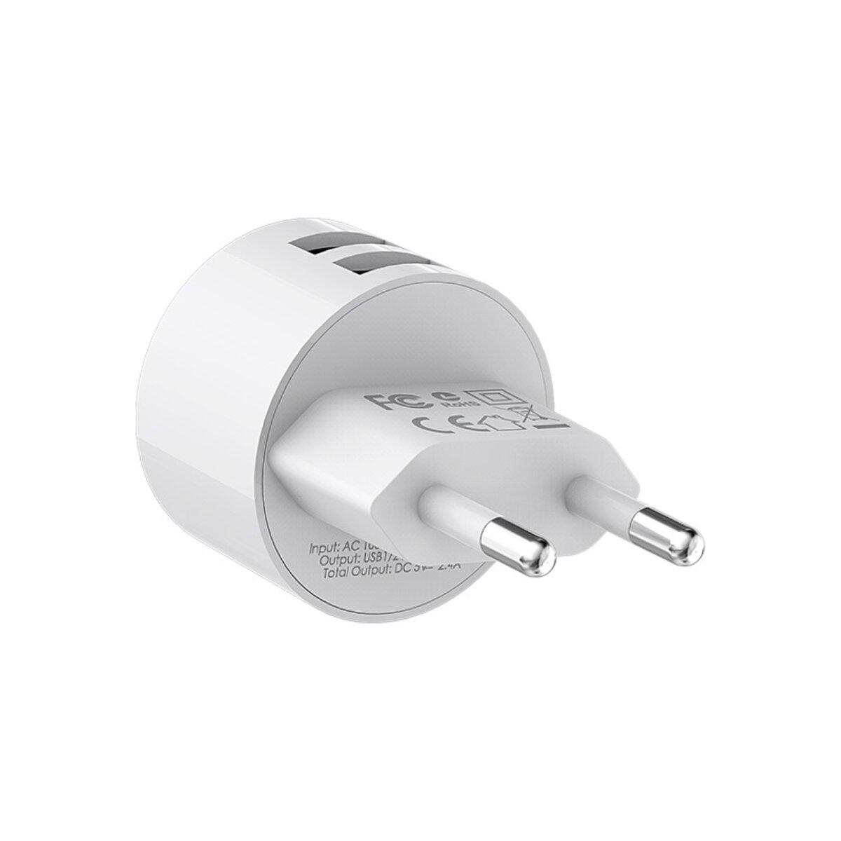 Сетевое зарядное устройство BOROFONE BA23A Brilliant dual port charger set Lightning White BA23ALW, фото №2 Сетевое зарядное устройство BOROFONE BA23A Brilliant dual port charger set Lightning White BA23ALW, фото №2