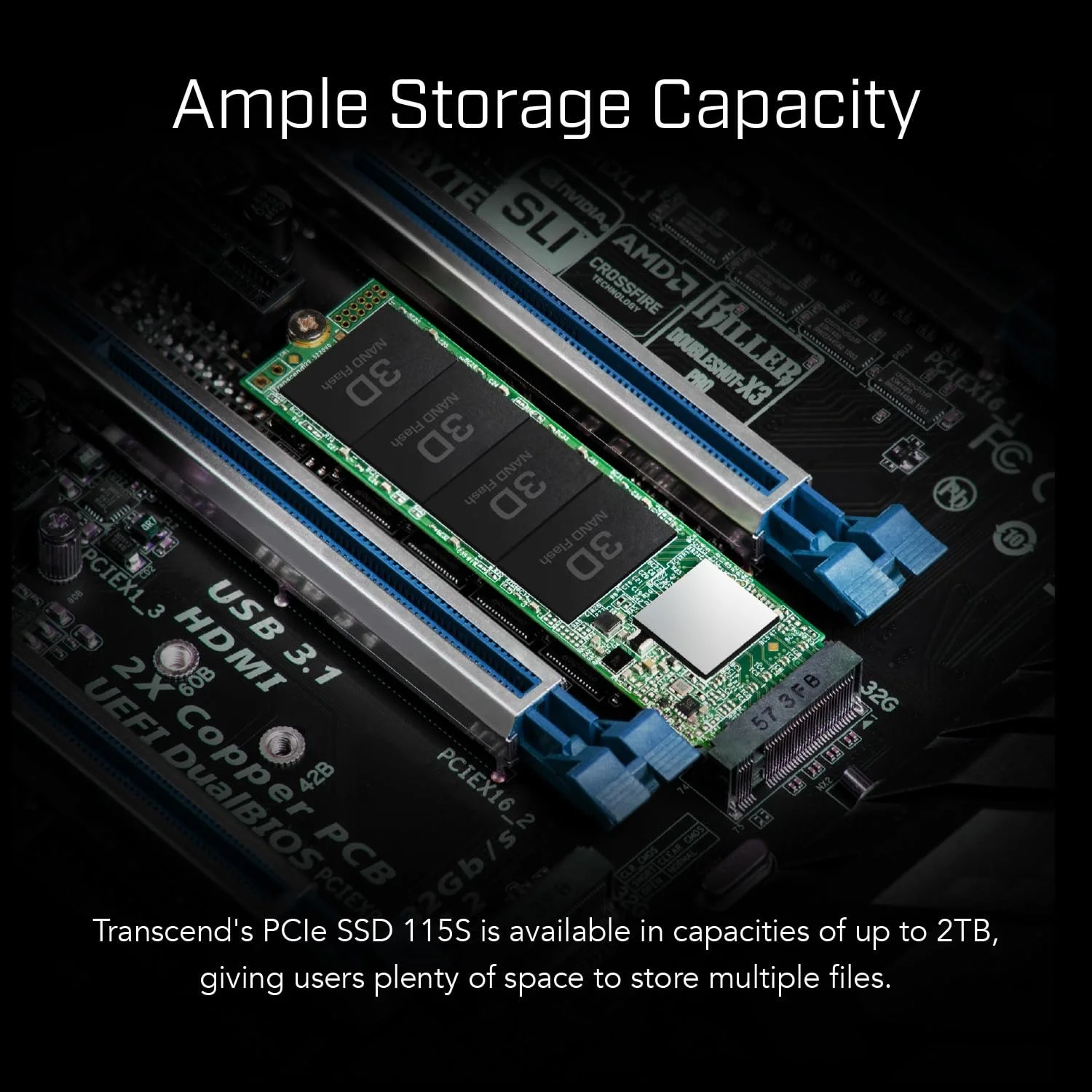 Внутренний SSD Transcend MTE115S 1 ТБ M.2 2280 NVMe PCIe Gen3x4 3D NAND DRAM-Less, фото №5 Внутренний SSD Transcend MTE115S 1 ТБ M.2 2280 NVMe PCIe Gen3x4 3D NAND DRAM-Less, фото №5