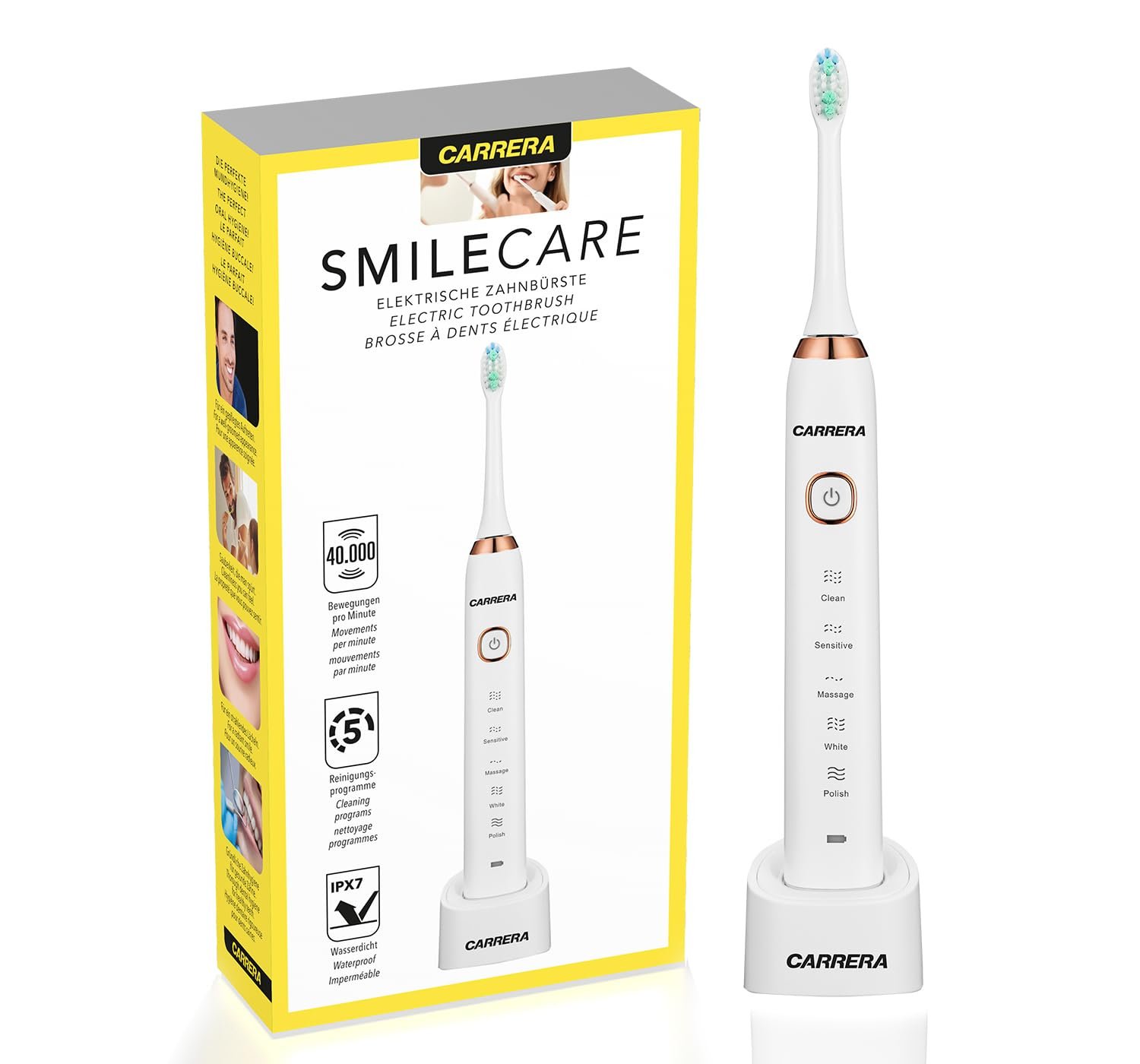 Електрична зубна щітка CARRERA з захисним ковпачком Біла, фото №1