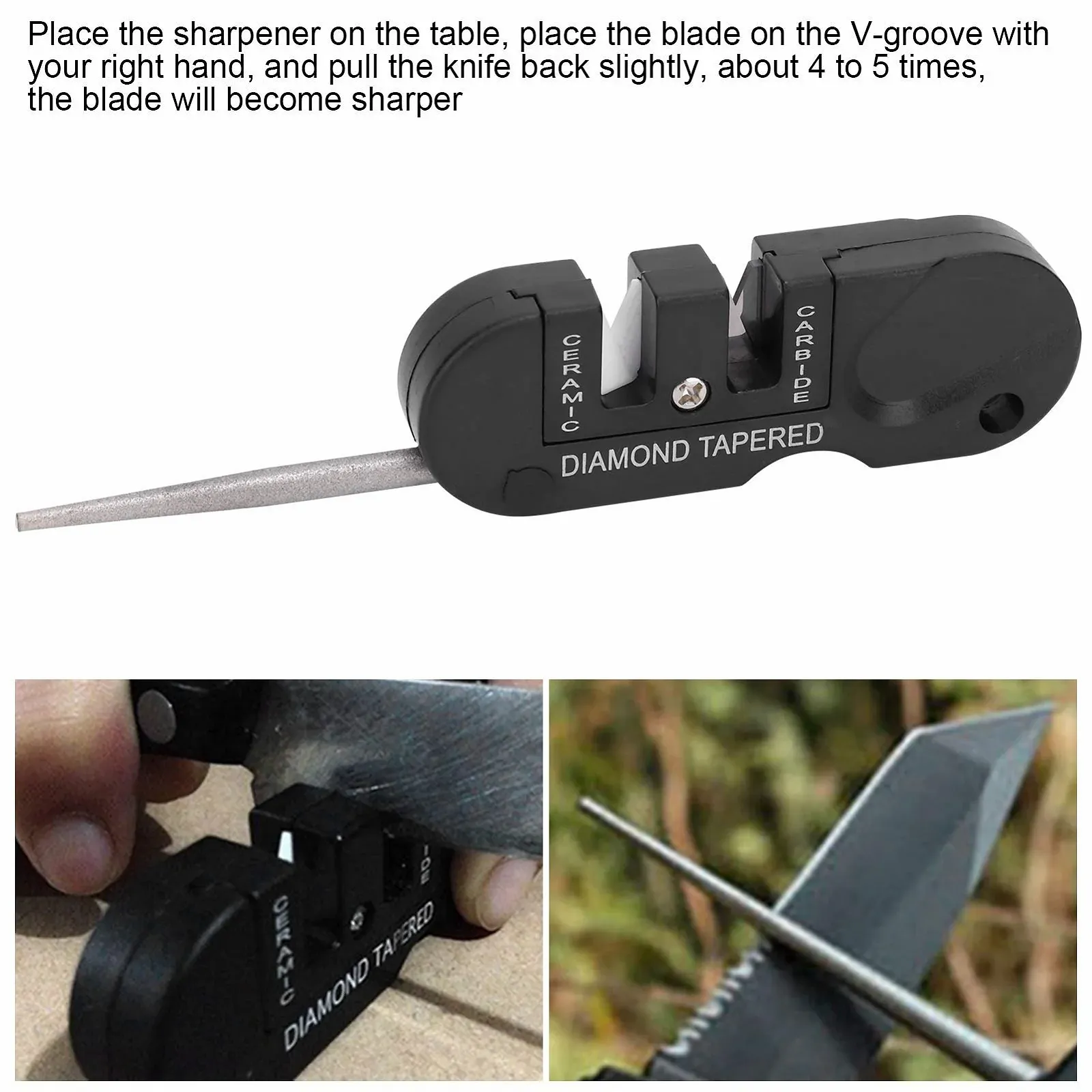 Точило для ножів кишенькове 4-в-1 портативне багатофункціональне для кемпінгу, фото №4